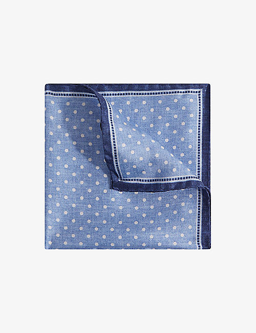 REISS: Vecchia polka-dot print silk pocket square