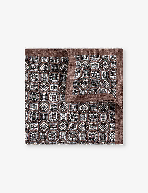 REISS: Rocco medallion-print silk pocket square