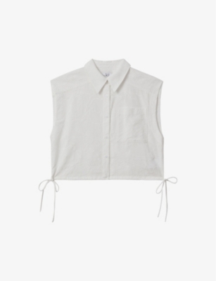 REISS: Nia relaxed-fit embroidered cotton shirt