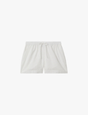 REISS: Nia elasticated-waist embroidered cotton shorts