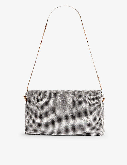 REISS: Soho chainmail-embellished woven shoulder bag