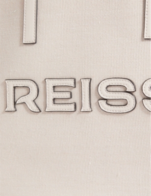 Shop Reiss Women's Natural Lola Logo-embroidered Cotton Tote