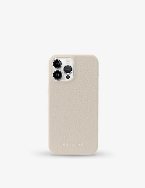 MINTAPPLE: Logo-print iPhone 15 Pro Max grained-leather case