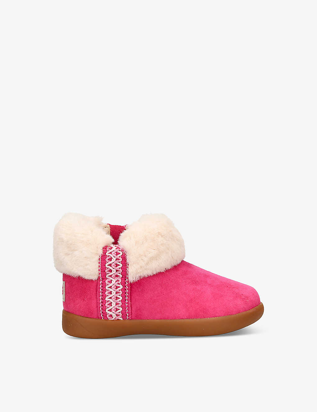 Ugg Girls Pink Kids Dreamee Embroidered-stitch Suede Boots 2-7 Years
