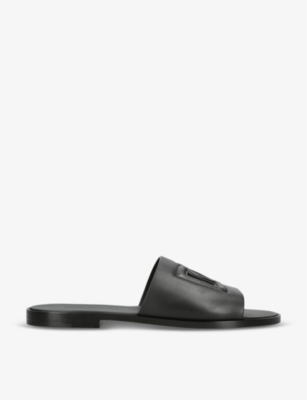 Shop Dolce & Gabbana Men's Black Logo-embellished Moulded Sliders