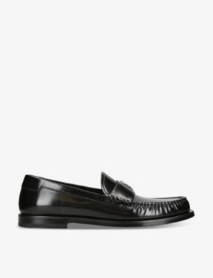 Shop Dolce & Gabbana Mens Black Classic Round-toe Leather Loafers