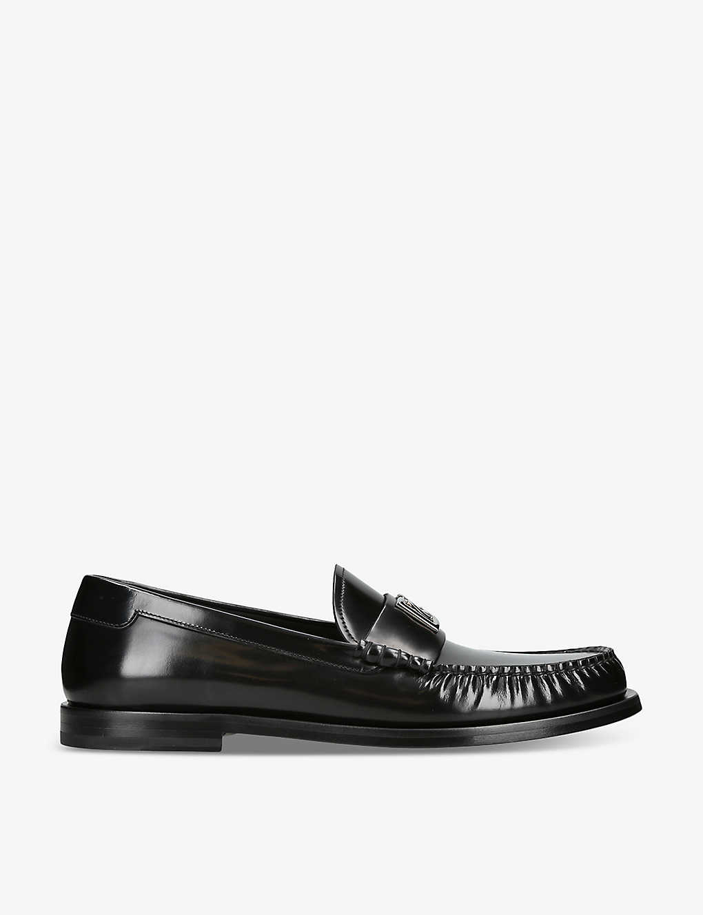Shop Dolce & Gabbana Classic Round-toe Leather Loafers In Black