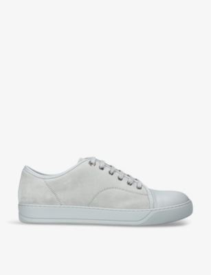 Shop Lanvin Mens  Dbb1 Contrast-sole Suede And Leather Low-top Trainers In Grey