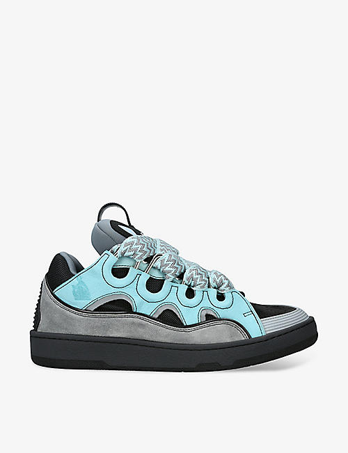 LANVIN: Curb multi-lace leather, suede and mesh trainers