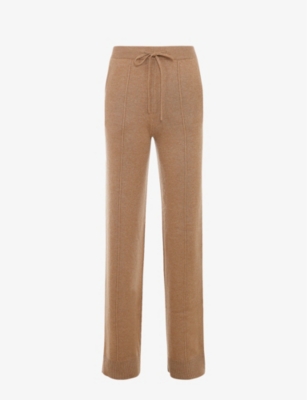 HOUSE OF CB: Yalina elasticated-waist straight-leg high-rise stretch-knit trousers