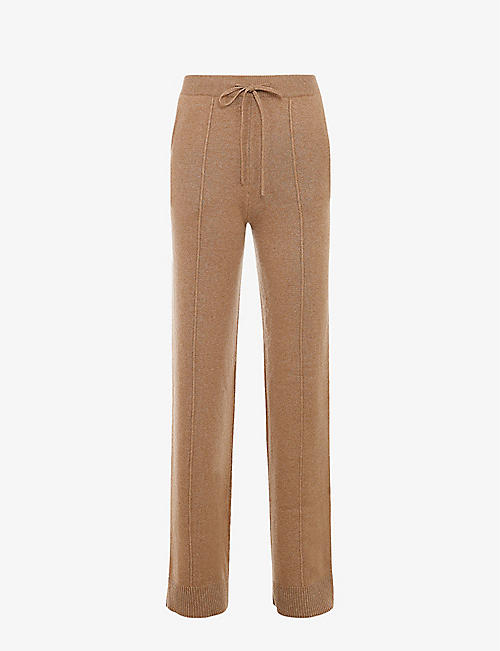HOUSE OF CB: Yalina elasticated-waist straight-leg high-rise stretch-knit trousers