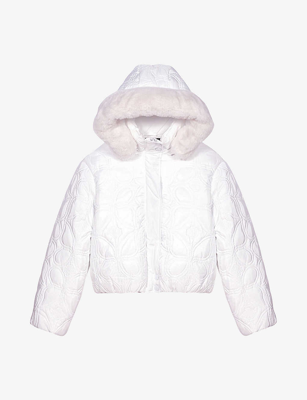 Maje Womens Blanc Logo-embroidered Quilted Shell Coat