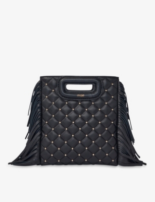 MAJE: Quilted stud-embellished leather bag