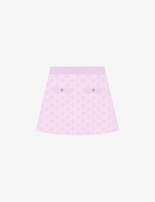 Shop Maje Womens Roses Monogram Pocket-embroidered Stretch-knit Mini Skirt