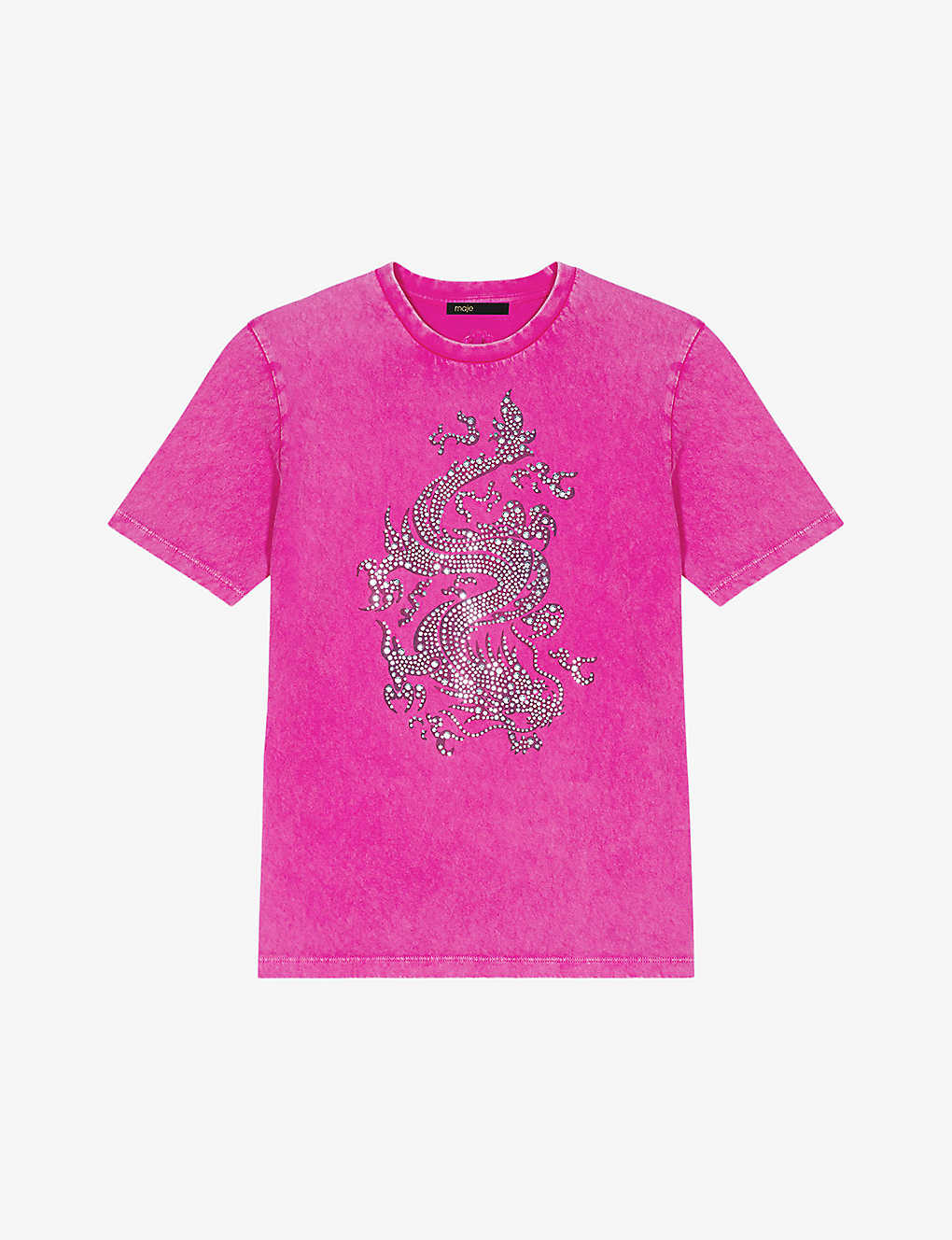 Maje Womens Roses Rhinestone-embroidered Short-sleeve Cotton T-shirt