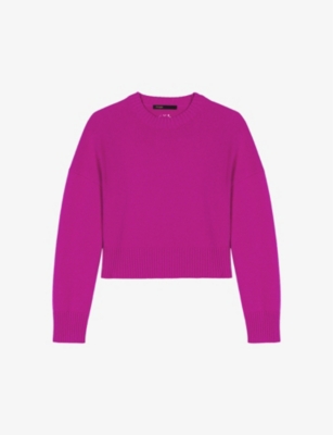Maje Womens Roses Cropped Cashmere-blend Jumper In Roses