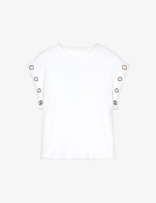 MAJE: Eyelet-embellished relaxed-fit cotton T-shirt