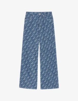 MAJE: Dragon-motif high-rise denim jeans