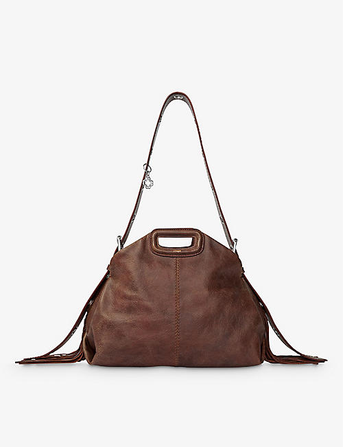 MAJE: Miss M eyelet-strap vintage-leather shoulder bag