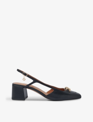 Shop Maje Women's Noir / Gris Clover-charm Block-heel Leather Pumps