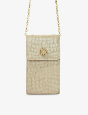 MAJE: Mock-croc embossed patent-leather cross-body pouch