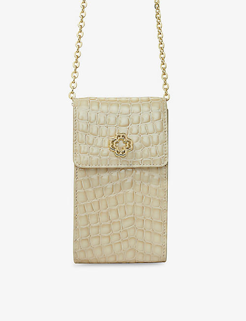 MAJE: Mock-croc embossed patent-leather cross-body pouch