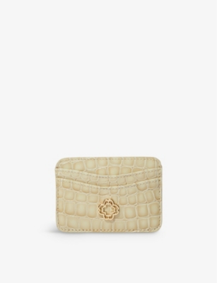 MAJE: Clover-embellished mock-croc patent-leather card holder