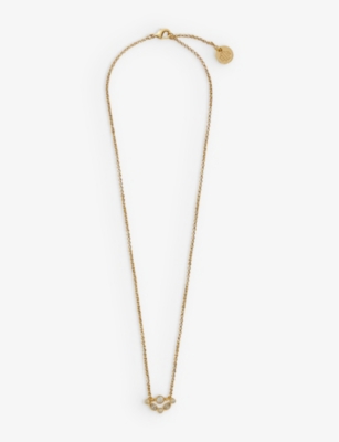 MAJE: Rhinestone-embellished gold-toned brass pendant necklace