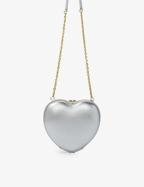 MAJE: Heart-shaped metallic-leather shoulder bag
