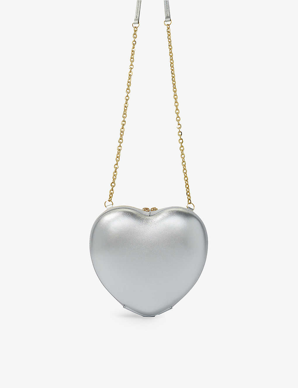 Maje Noir / Gris Heart-shaped Metallic-leather Shoulder Bag