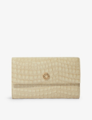 Maje Womens Naturels Clover-embellished Mock-croc Leather Cross-body Bag In Naturels
