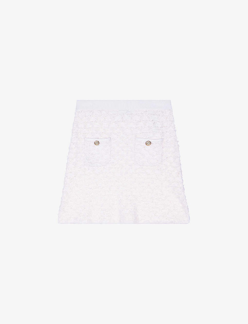 Maje Womens Blanc Textured Knitted Mini Skirt