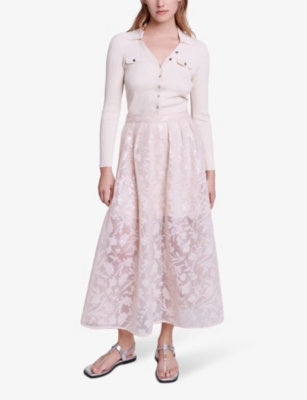 Shop Maje Womens Naturels Jupon Sequinned Midi Skirt In White
