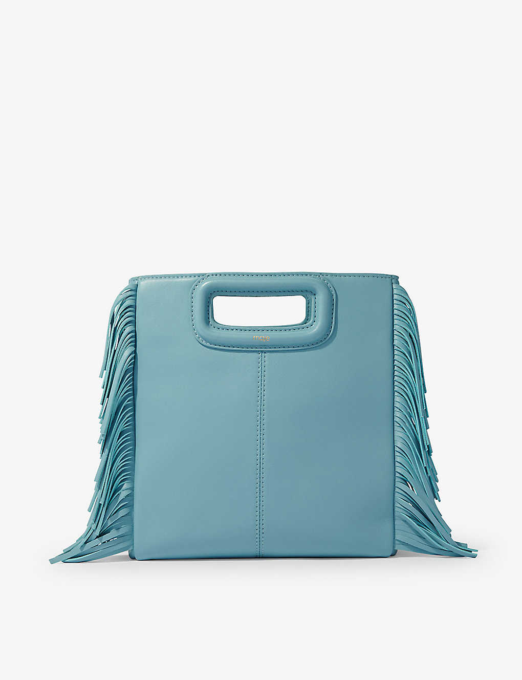 Shop Maje Women's Bleus M Fringed-trim Leather Cross-body Bag