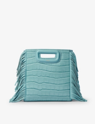 Maje Womens Bleus M Mini Mock-croc Embossed-leather Cross-body Bag In Turquoise