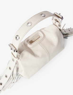 Shop Maje Women's Blanc Miss Mini Me Leather Shoulder Bag