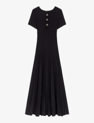 MAJE: Clover-embellished short-sleeve stretch-knit midi dress