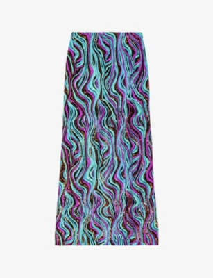 MAJE: Graphic-pattern sequin maxi skirt