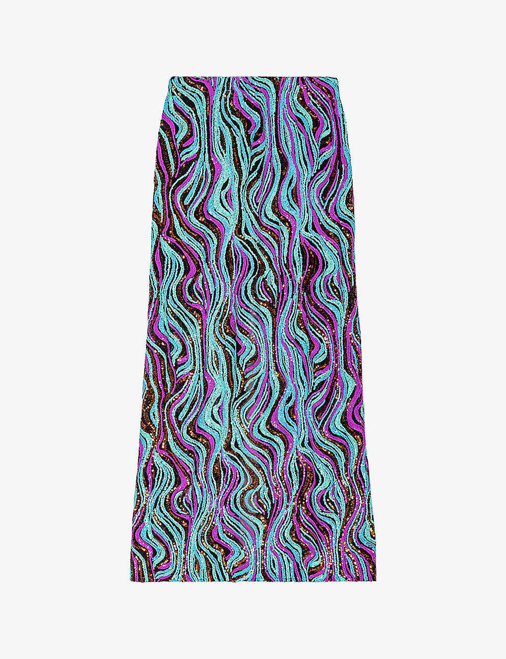 Maje Womens Multicolor Graphic-pattern Sequin Maxi Skirt
