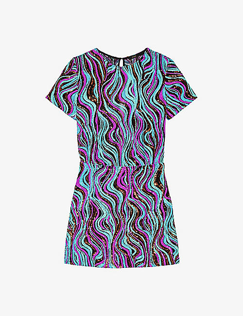 MAJE: Graphic-pattern sequin mini dress