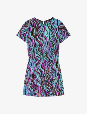 Maje Womens Multicolor Graphic-pattern Sequin Mini Dress In Multicoloured