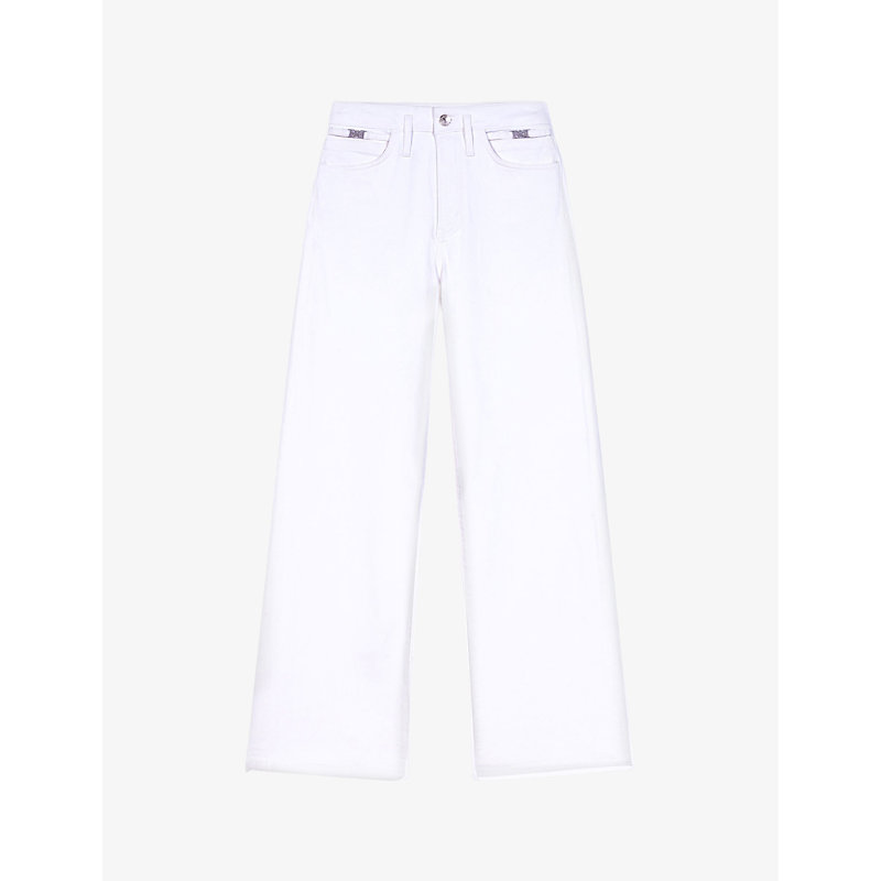Maje Womens Blanc Wide-leg High-rise Stretch-denim Jeans