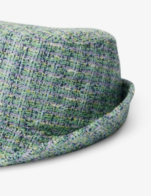 Shop Maje Womens Multicolor Logo-embroidered Tweed Bucket Hat