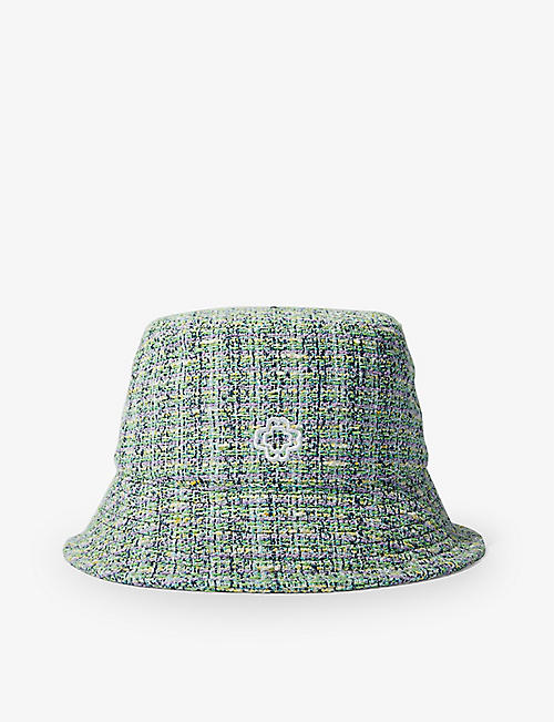 MAJE: Logo-embroidered tweed bucket hat