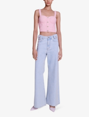 MAJE: Wide-leg high-rise stretch-denim jeans