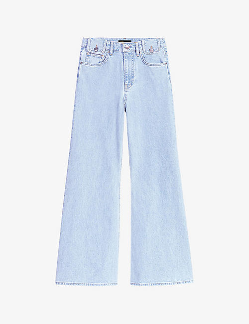 MAJE: Wide-leg high-rise stretch-denim jeans