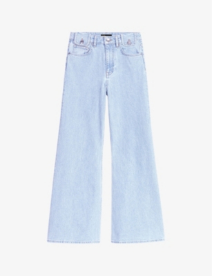 Maje Womens Bleus Wide-leg High-rise Stretch-denim Jeans