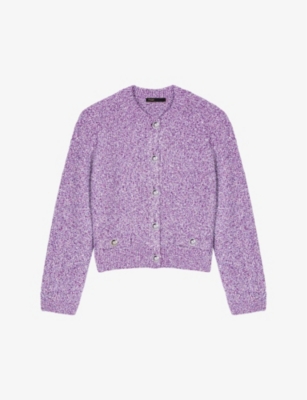 Maje Sequin-embellished Knitted Cardigan In Pink