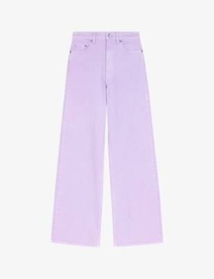 Shop Maje Womens Violets Clover-jacron Wide-leg Mid-rise Stretch-denim Jeans