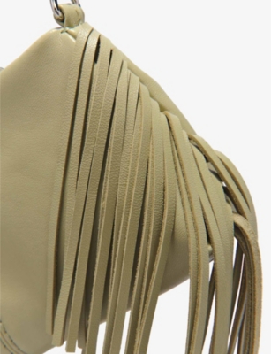 MAJE: Fringe-embellished leather clutch bag